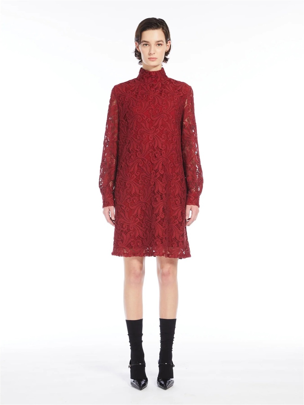 NWT MAX MARA STUDIO ESORDIO LACE RED DRESS Sz 10